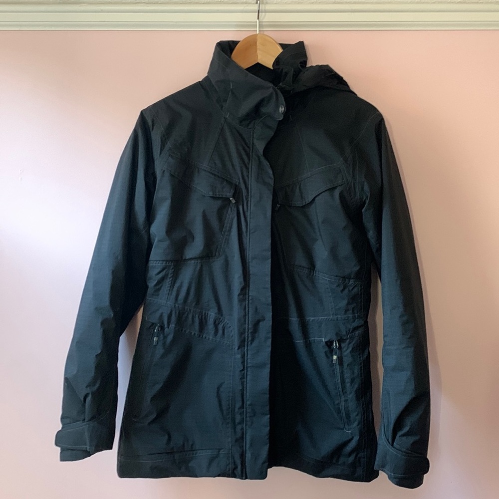 Nau waterproof / puffer lined  rain/snow jacket black hooded S